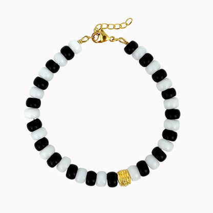 Gouden kralen armband zwart wit