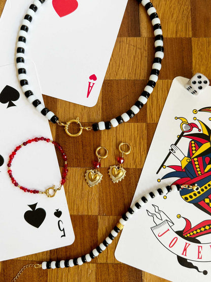 Gouden kralen armband zwart wit