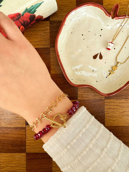 Rode kralen armband met hart