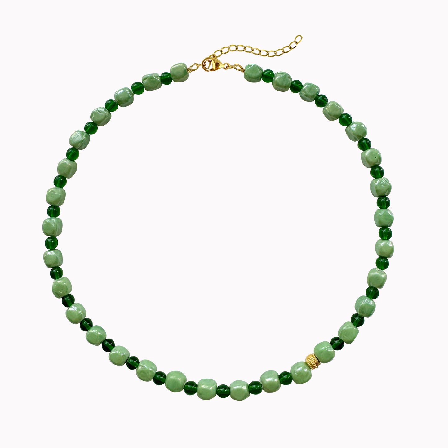 Groene kralen ketting met slotje