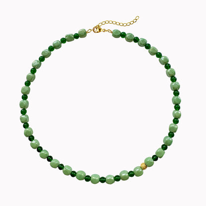 Statement ketting met groene kralen