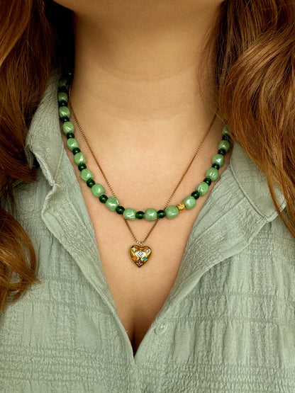 Statement ketting met groene kralen