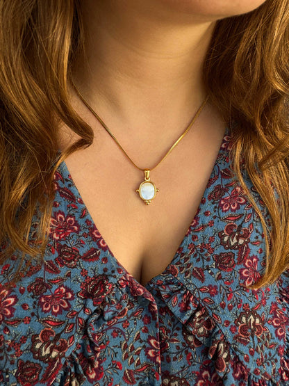 Minimalistische ketting met bedel spiegel vorm