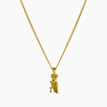 Gouden schakelketting met bedel hert