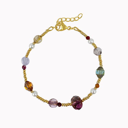 Gouden kralenarmband in herfstkleuren