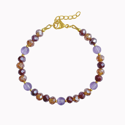 Paarse armband met facetkralen