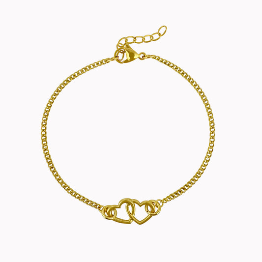 Minimalistische armband met twee hartjes