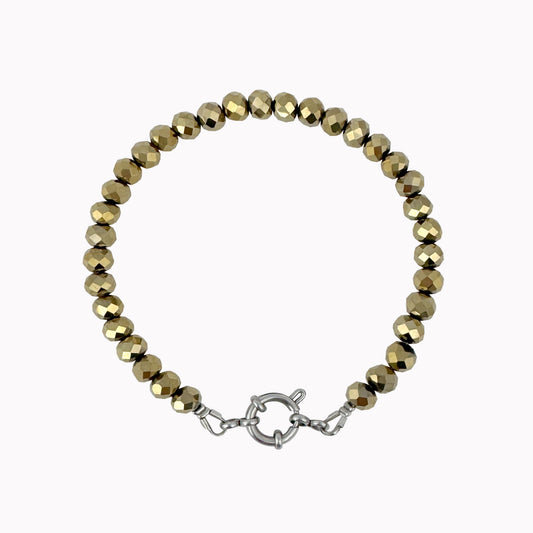 Zilveren armband met metallic kralen