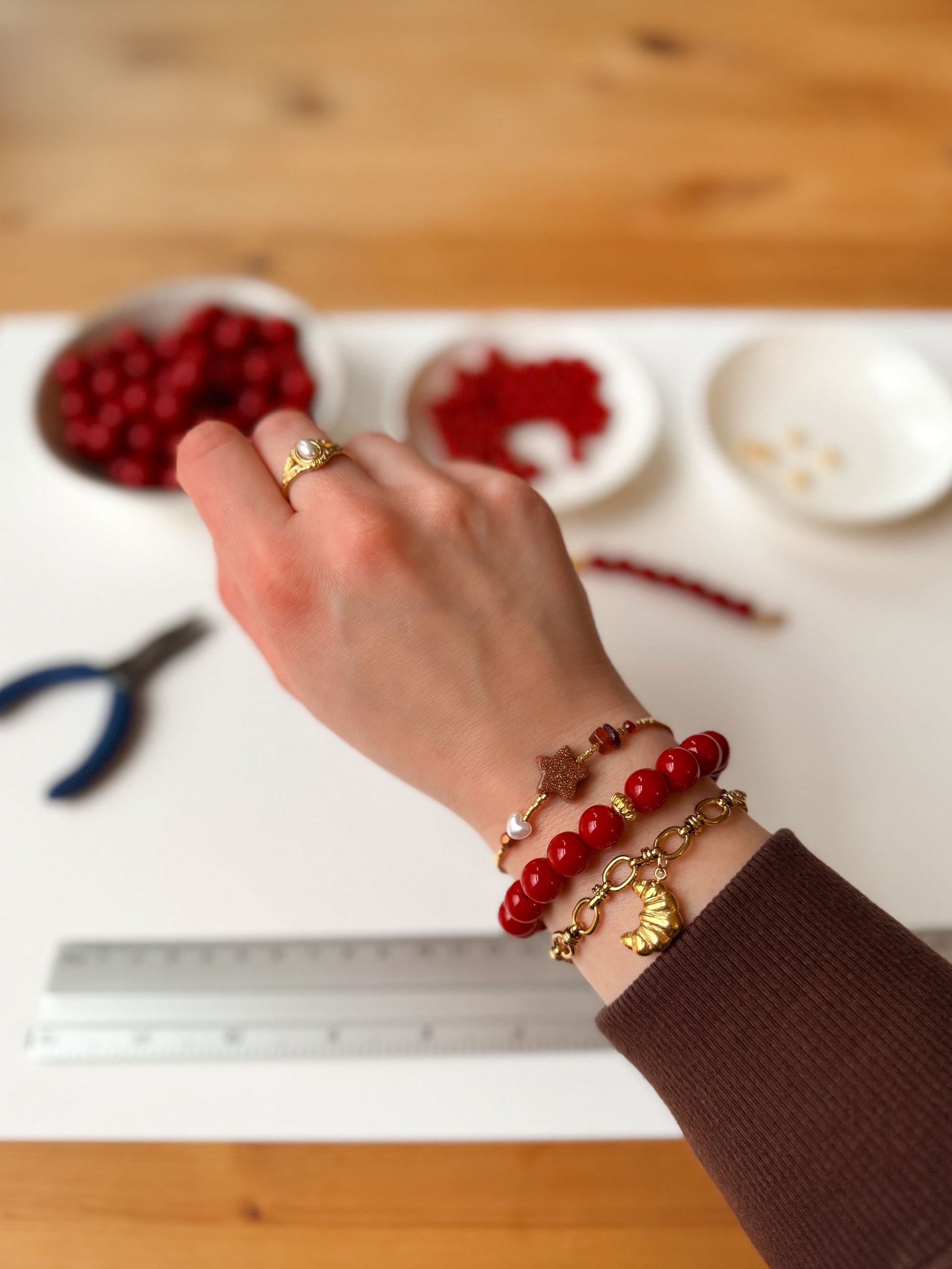 Gouden croissant armband met schakels