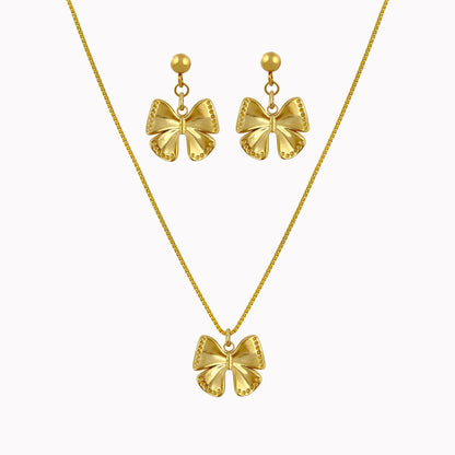 Ketting en oorbellen set met strikjes bedel