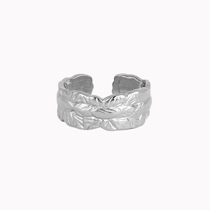 Zilveren statement ring met structuur