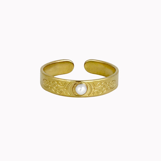 Brede ring met parel goud