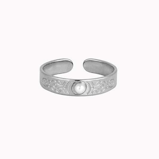 Brede ring met parel zilver