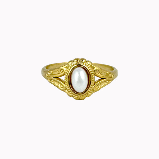 Vintage ring met parel in goud