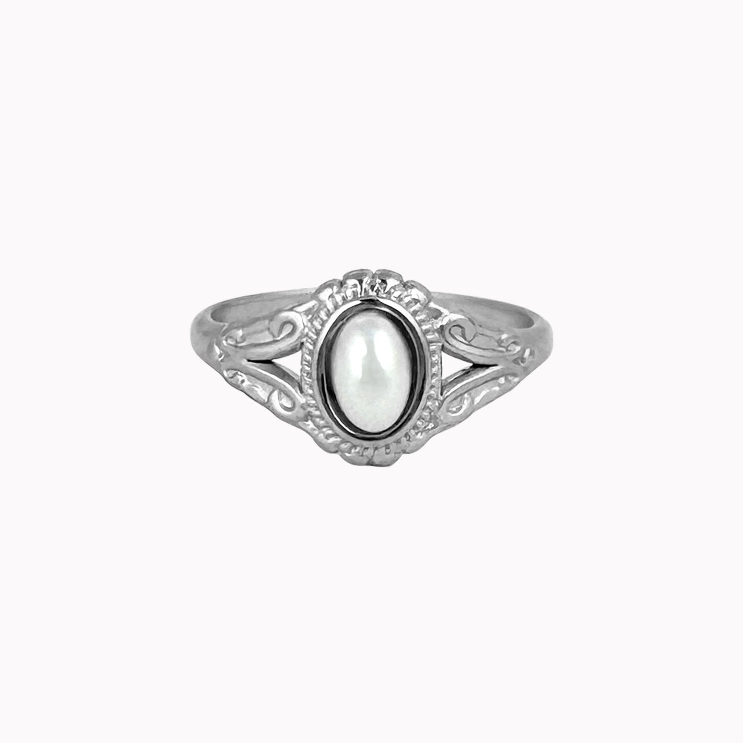 Vintage ring met parel in zilver