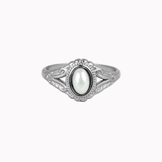 Vintage ring met parel in zilver