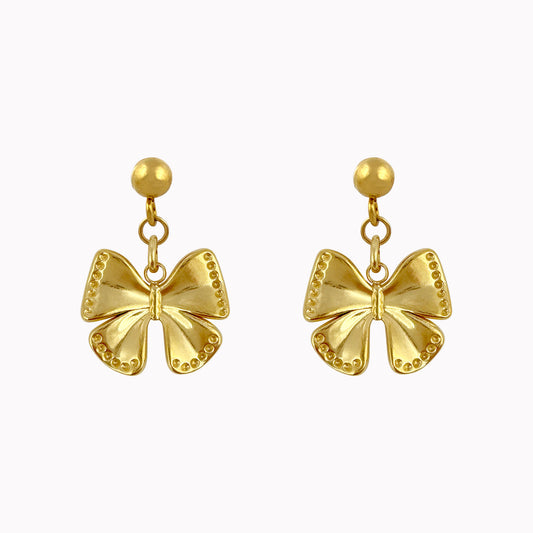 Gouden oorhangers met strikbedel