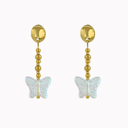 Gouden oorhangers met vlinder bedel