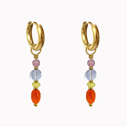 Sandy Earrings Gold | Gouden oorringen met gekleurde kralen