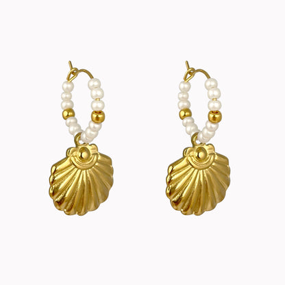 Golden Coast Earrings | Statement oorbellen met schelp