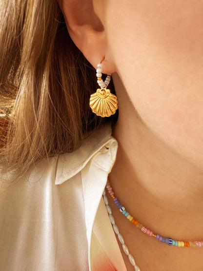 Golden Coast Earrings | Statement oorbellen met schelp