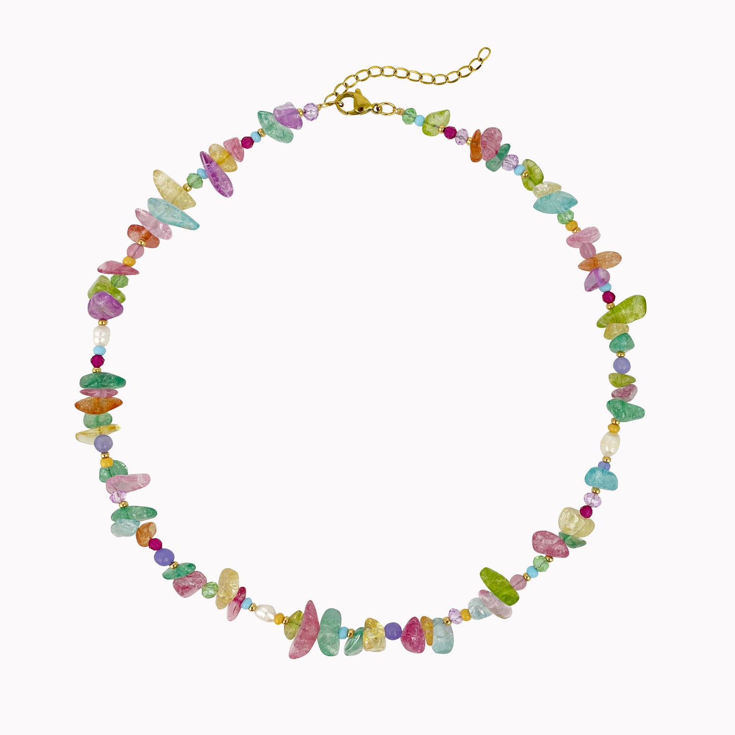 Riverstones Necklace | Kralen ketting met gekleurde steentjes