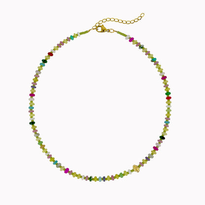 Groene ketting met platte kralen