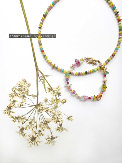 Groene ketting met platte kralen