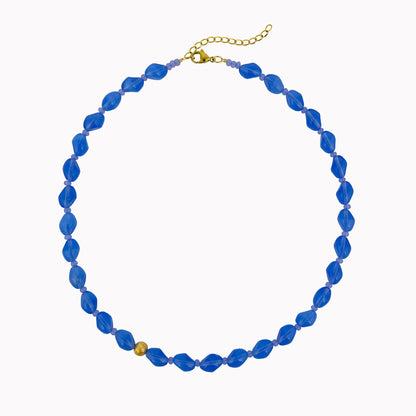 Statement ketting met blauwe kralen