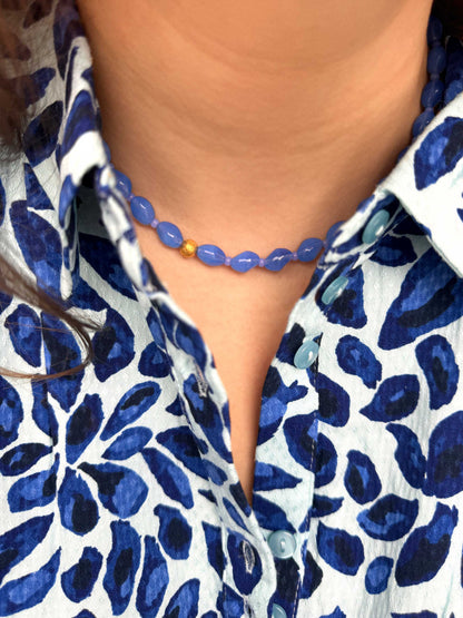 Statement ketting met blauwe kralen