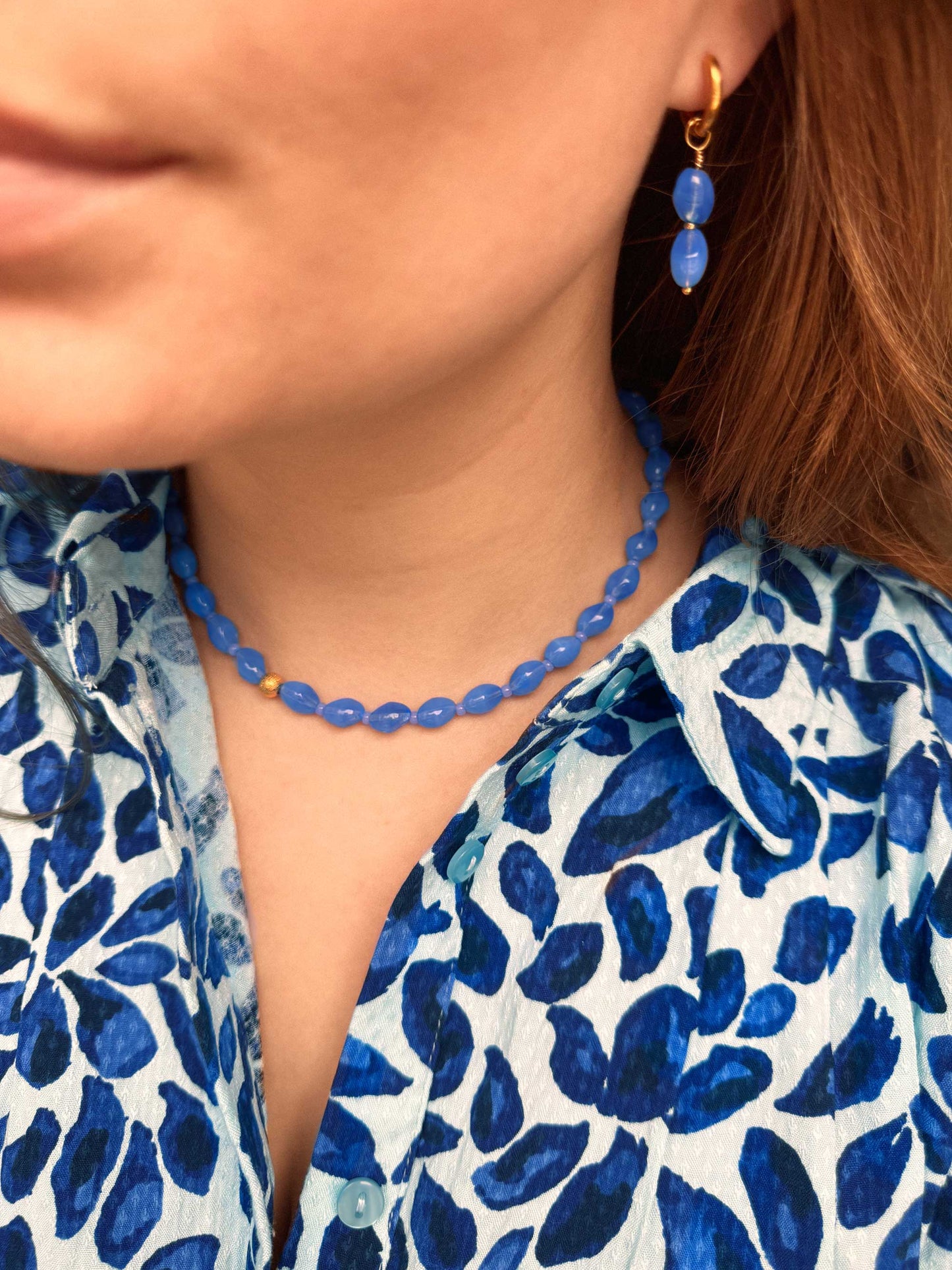 Pacific Necklace | Statement ketting met blauwe kralen