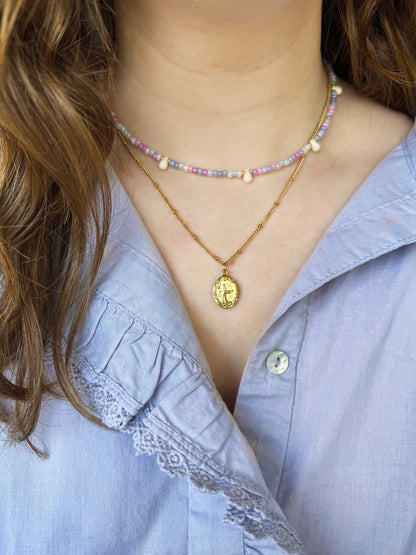 Kralen ketting pastel kleuren