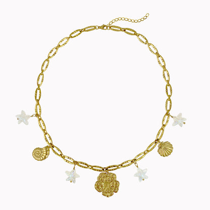 Schakelketting met verschillende schelpen bedels