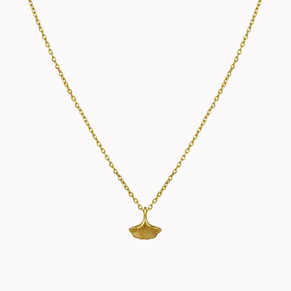 Fijne gouden ketting met bedel ginko blad