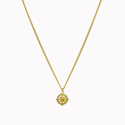 Minimalistische ketting met kompas bedel goud