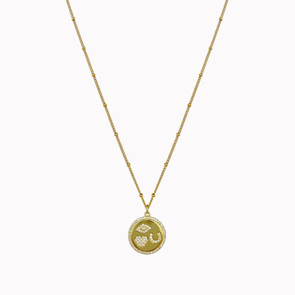 Gouden bolletjes ketting met geloof hoop en liefde bedel