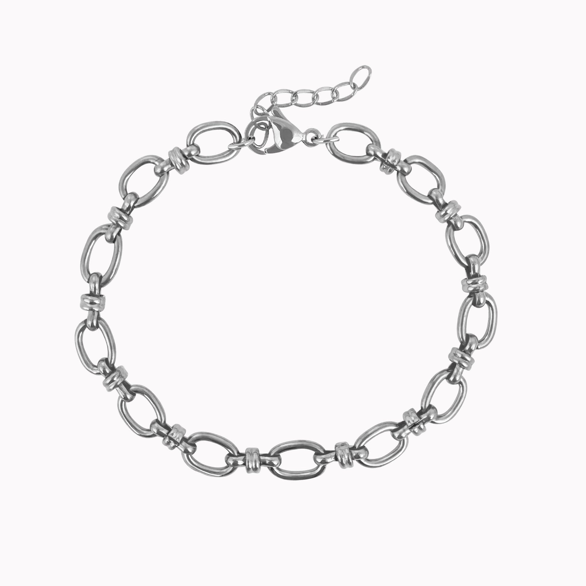 Zilveren schakelarmband met ovale schakels