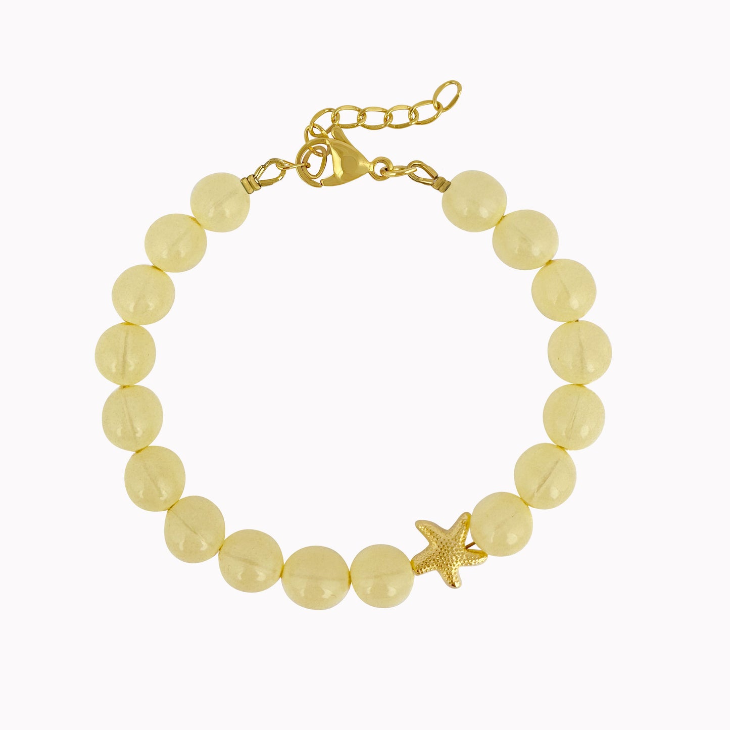 Gele kralenarmband met gouden zeester