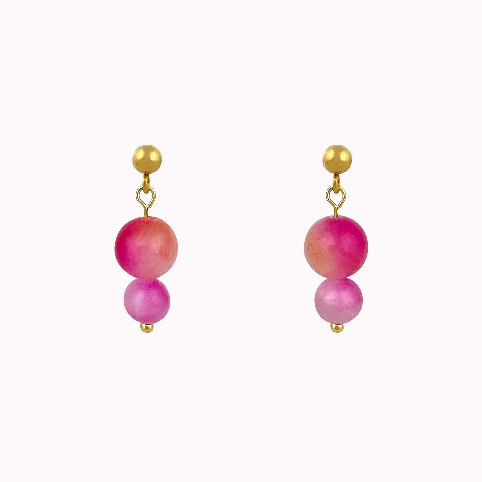 Gouden oorhangers met roze kralen