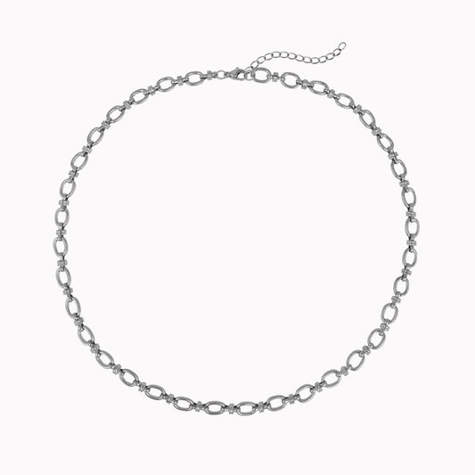 Zilveren schakelketting met ovale schakels