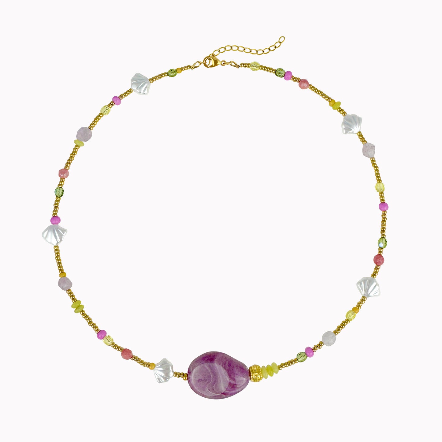 Kralenketting met paarse steen