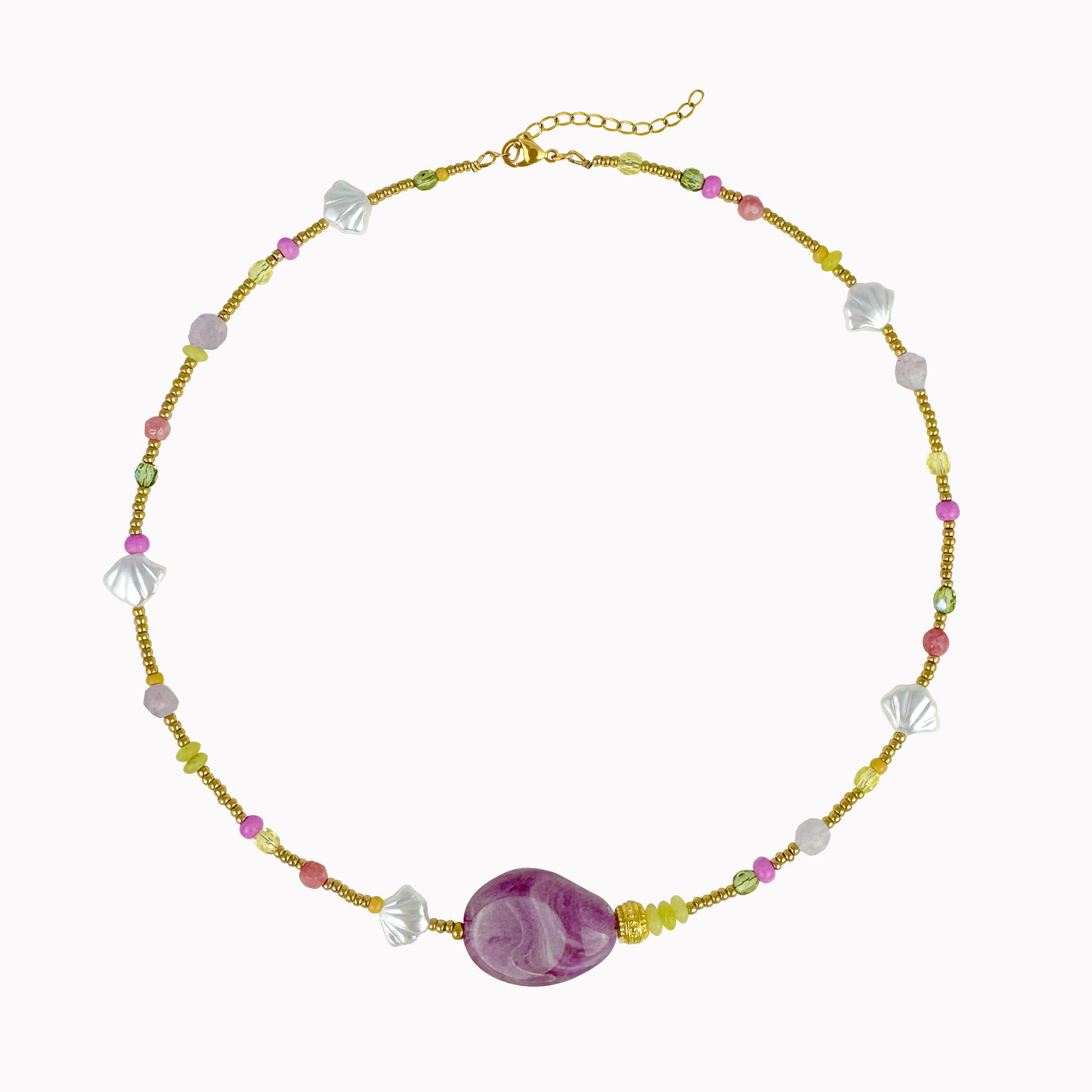 Kralenketting met paarse steen