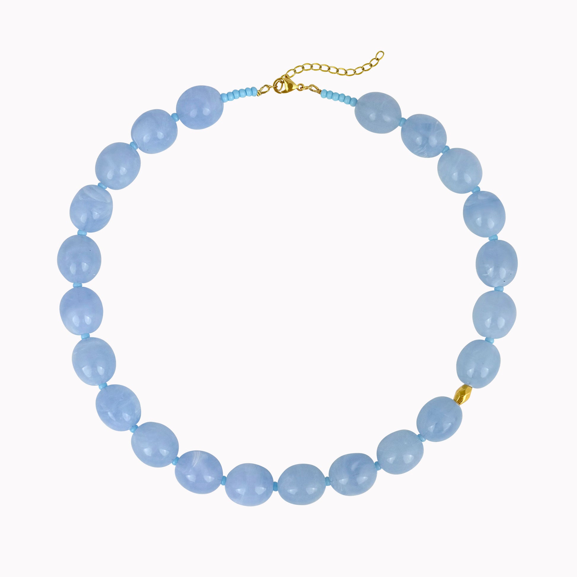 Lichtblauwe statement kralenketting