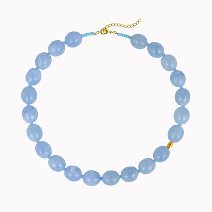 Lichtblauwe statement kralenketting