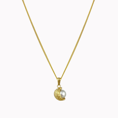 Minimalistische gouden ketting met parel bedel