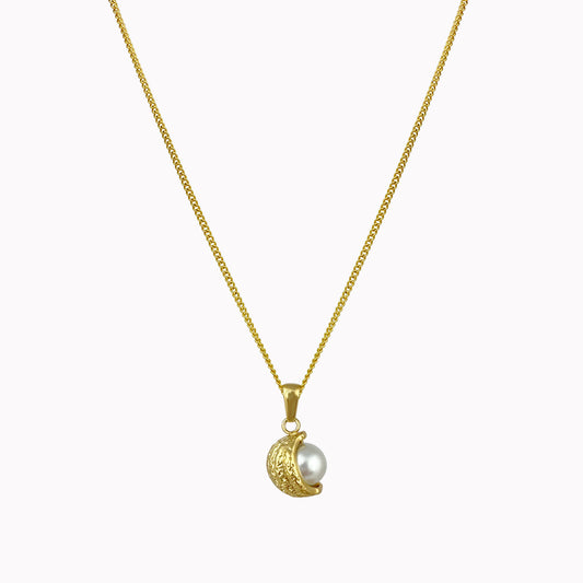 Minimalistische gouden ketting met parel bedel