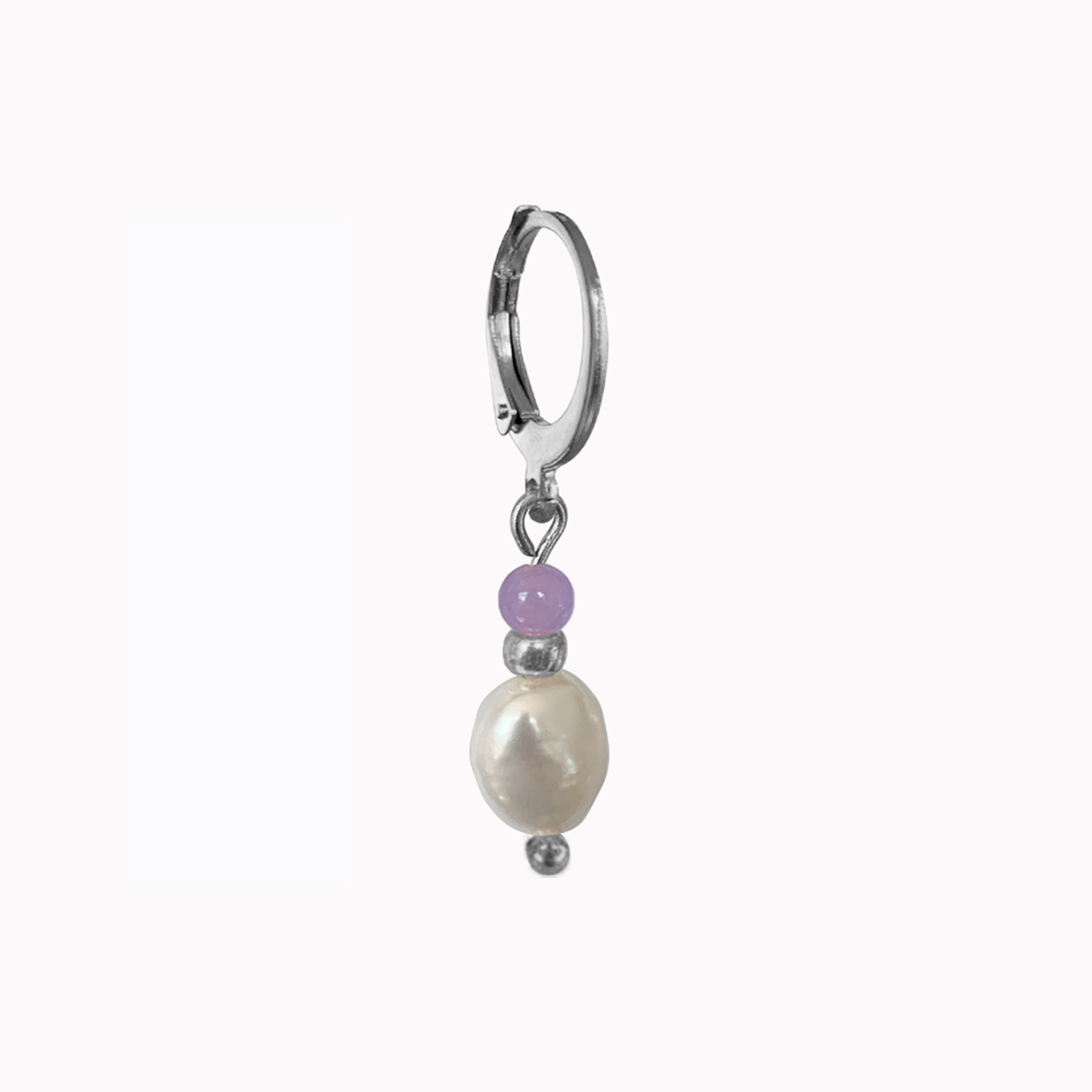 Oorbel Parel Paars Zilver
