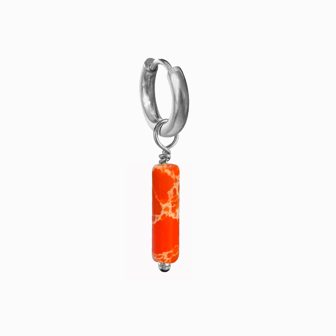 Oorbel Tube Coral Zilver