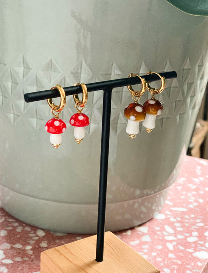 Paddenstoel oorbellen