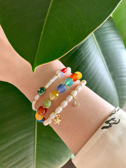 Statement armband met multikleur kralen